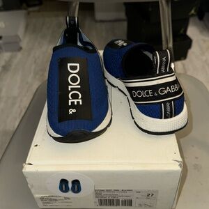 DOLCE & GABBANA KID SNEAKERS SIZE: 27 EUR - 10.5 US BLUE BLACK AND WHITE